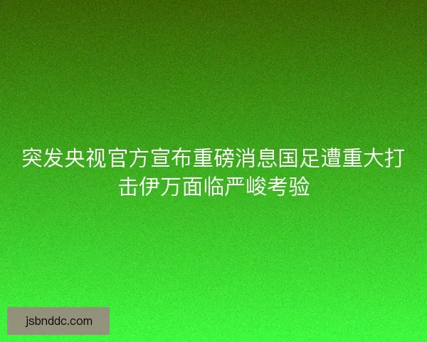 突发央视官方宣布重磅消息国足遭重大打击伊万面临严峻考验